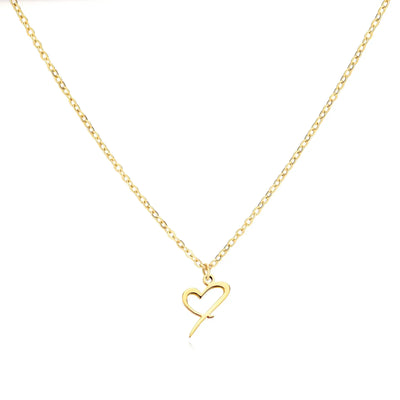 Cursive Letter Necklace Heart