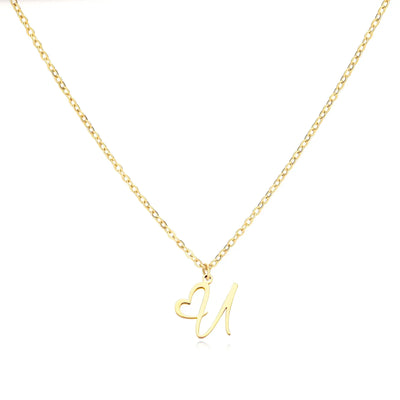 Collier Lettre En Cursive Cœur