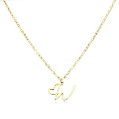 Collier Lettre En Cursive Cœur